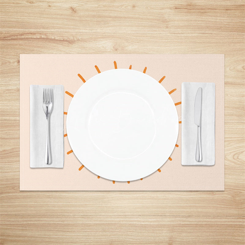 Lofaris Minimalism Orange Sun Pattern Set Of 4 Placemats