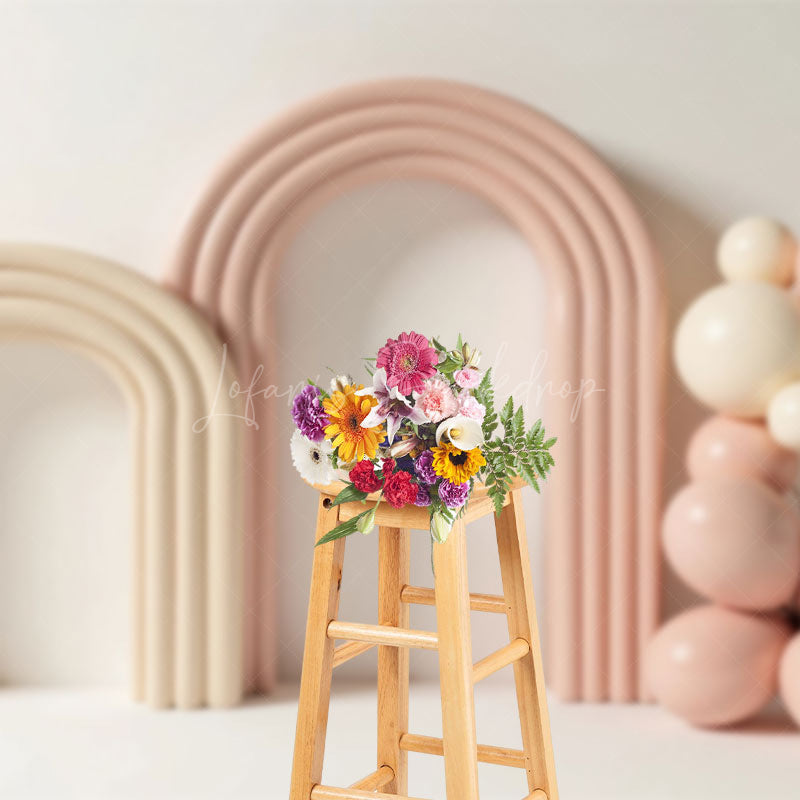 Lofaris Minimalist Arch Pink Balloons Wedding Photo Backdrop