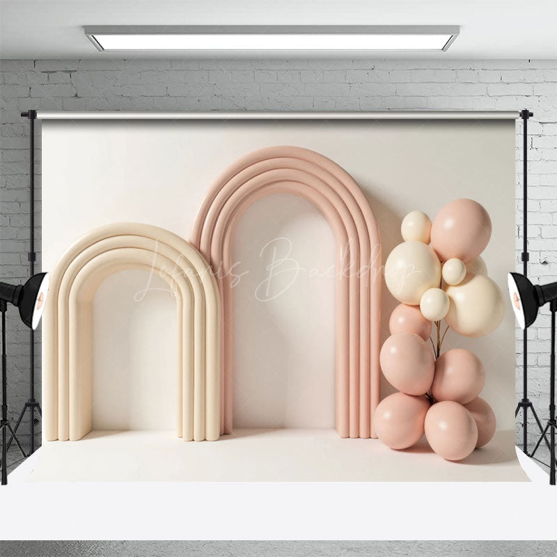 Lofaris Minimalist Arch Pink Balloons Wedding Photo Backdrop