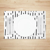 Lofaris Minimalist Black and White Line Art Dining Set of 4 Placemats Modern Abstract Design for Kitchen Decor
