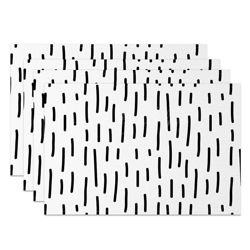 Lofaris Minimalist Black and White Line Art Dining Set of 4 Placemats Modern Abstract Design for Kitchen Decor