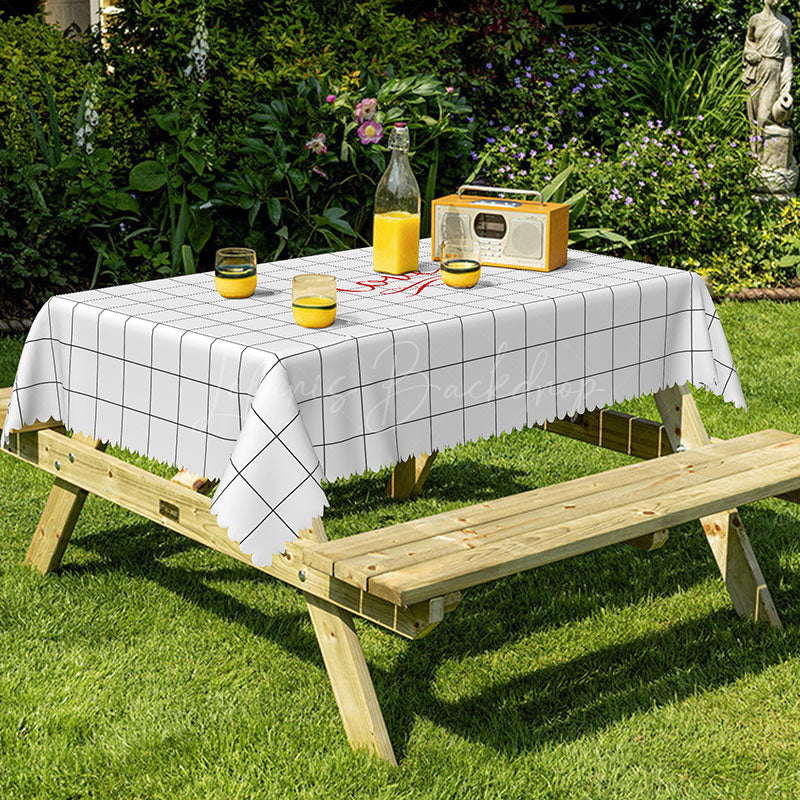 Lofaris Minimalist Black Grid Patterns Simple Tablecloth