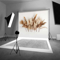 Lofaris Minimalist Boho Photography Backdrop Dried Palm Leaves and Pampas Grass Arrangement Modern Neutral Studio Prop