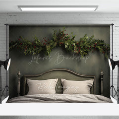 Lofaris Minimalist Christmas Headboard Photography Backdrop Simple Greenery Garland Rustic Farmhouse Bedroom Photo Prop