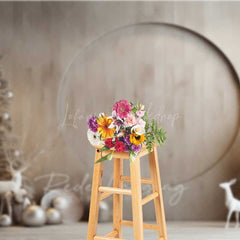 Lofaris Minimalist Christmas Photography Backdrop Modern Wood Wall with White Reindeer Neutral Holiday Studio Photo Prop