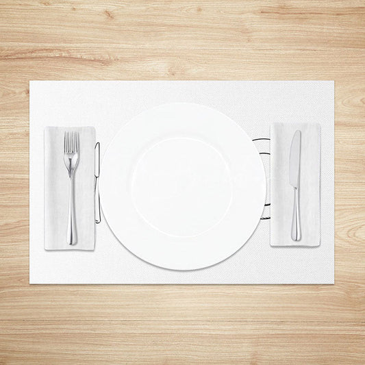 Lofaris Minimalist Cutlery Print Placemats Set of 4 with Knife and Fork Design for Modern Kitchen Dining
