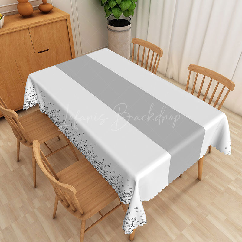 Lofaris Minimalist Dotted Tablecloth in White and Grey for Modern Scandinavian Simple Kitchen Dining Decor