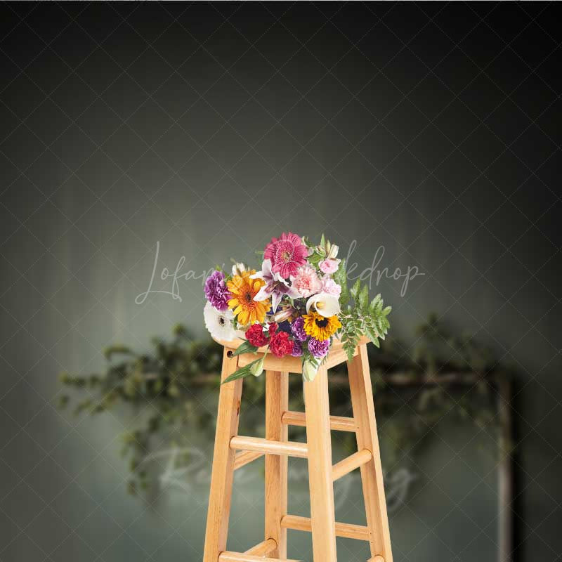 Lofaris Minimalist Fine Art Photography Backdrop Dark Moody Wall with Greenery Branch Modern and Elegant Studio Prop