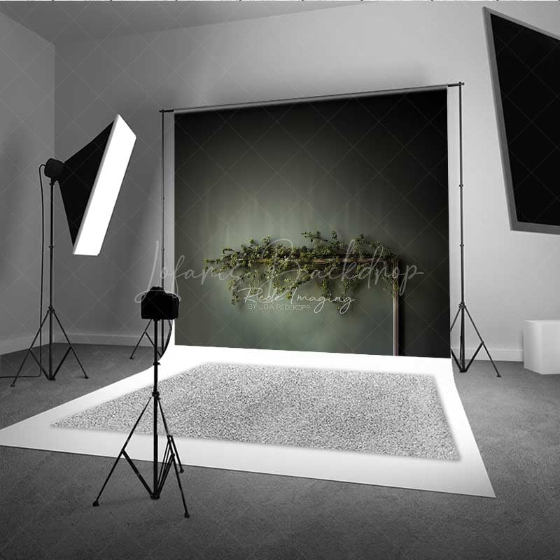 Lofaris Minimalist Fine Art Photography Backdrop Dark Moody Wall with Greenery Branch Modern and Elegant Studio Prop