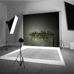 Lofaris Minimalist Fine Art Photography Backdrop Dark Moody Wall with Greenery Branch Modern and Elegant Studio Prop