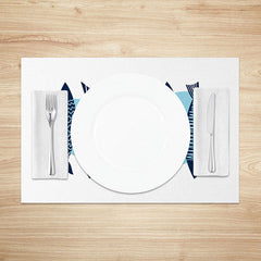 Lofaris Minimalist Fish Pattern Placemats Set of 4 with Blue Water Design for Coastal and Modern Dining
