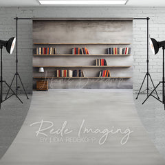 Lofaris Minimalist Grey Dark Room Bookshelf Sweep Backdrop