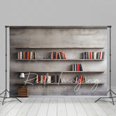 Lofaris Minimalist Grey Wall Dark Room Bookshelf Backdrop