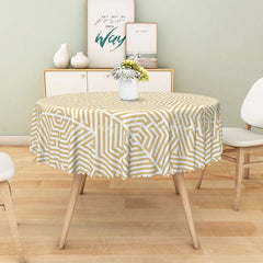 Lofaris Minimalist Linear Round Tablecloth in Yellow and White for Modern Scandinavian Style Kitchen Decor