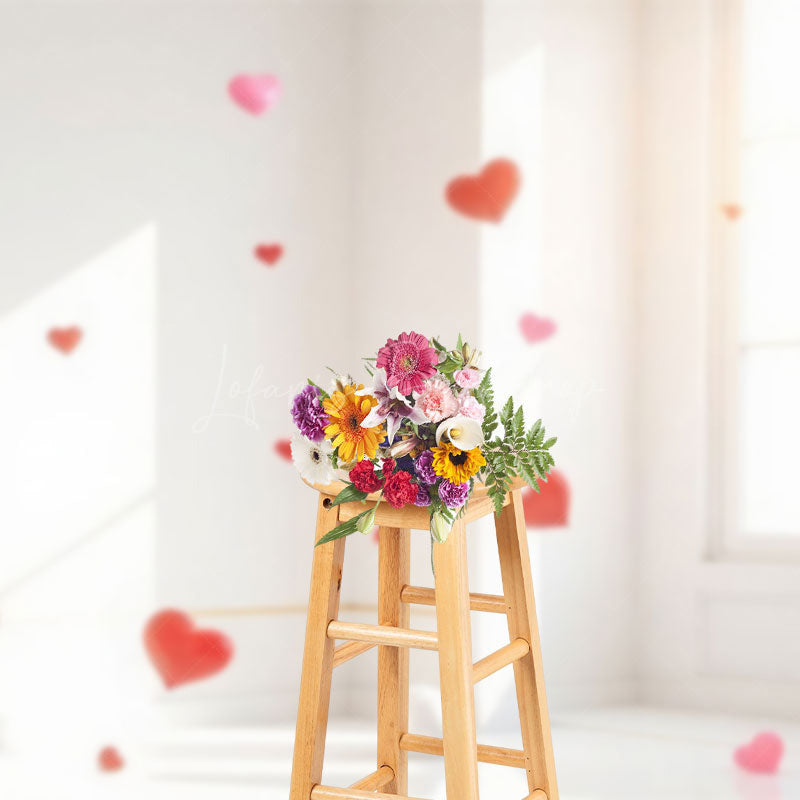 Lofaris Minimalist Red Heart Bubbles Valentines Day Backdrop