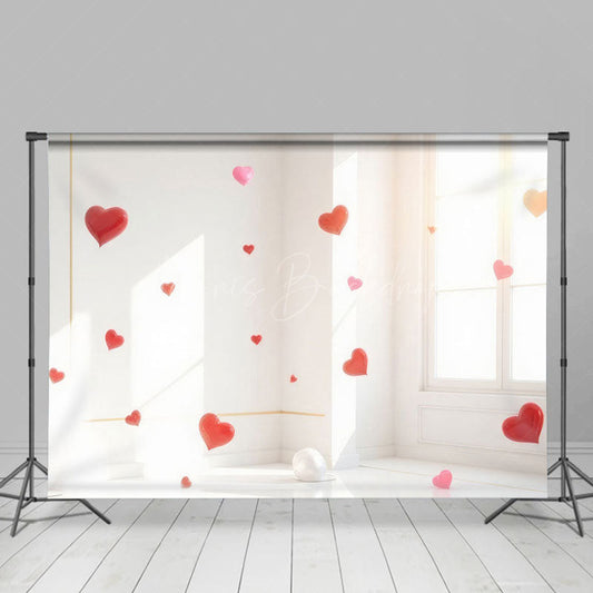 Lofaris Minimalist Red Heart Bubbles Valentines Day Backdrop