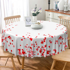 Lofaris Minimalist Red Heart Round Tablecloth Simple White Love Pattern Table Cover for Valentine