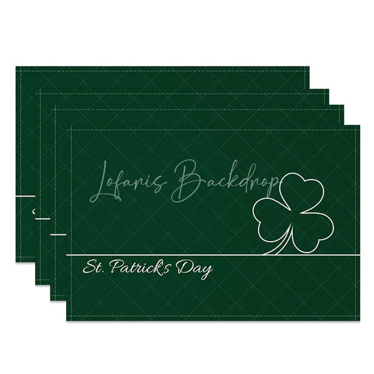 Lofaris Minimalist St. Patricks Day Set of 4 Placemats White Shamrock Outline and Dark Green Dining Table Mats