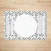 Lofaris Minimalist White and Black Lines Dining Set of 4 Placemats for Modern Geometric Scandinavian Kitchen
