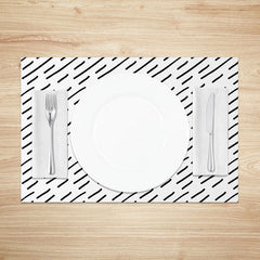 Lofaris Minimalist White and Black Lines Dining Set of 4 Placemats for Modern Geometric Scandinavian Kitchen