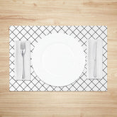 Lofaris Minimalist White and Black Lines Rhombus Set of 4 Placemats for Modern Geometric Scandinavian Decor