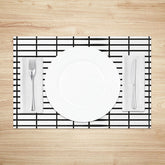 Lofaris Minimalist White and Black Plaid Print Set of 4 Placemats for Modern Farmhouse Scandinavian Decor