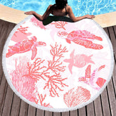 Lofaris Minimally Pink Returnees Coral Round Beach Towel