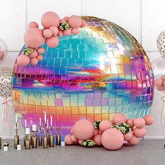 Lofaris Mirror Colorful Rainbow Disco Ball Round Backdrop