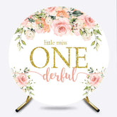 Lofaris Miss Onederful Pink Floral Round Birthday Backdrop