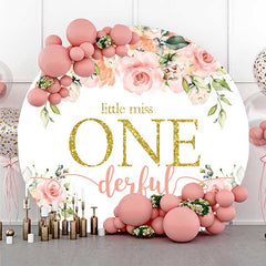 Lofaris Miss Onederful Pink Floral Round Birthday Backdrop