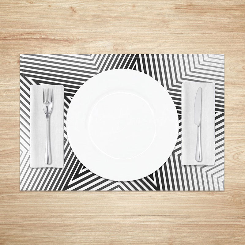 Lofaris Modern Abstract Black Lines and Stars Set of 4 Placemats for Contemporary Celestial Kitchen Decor