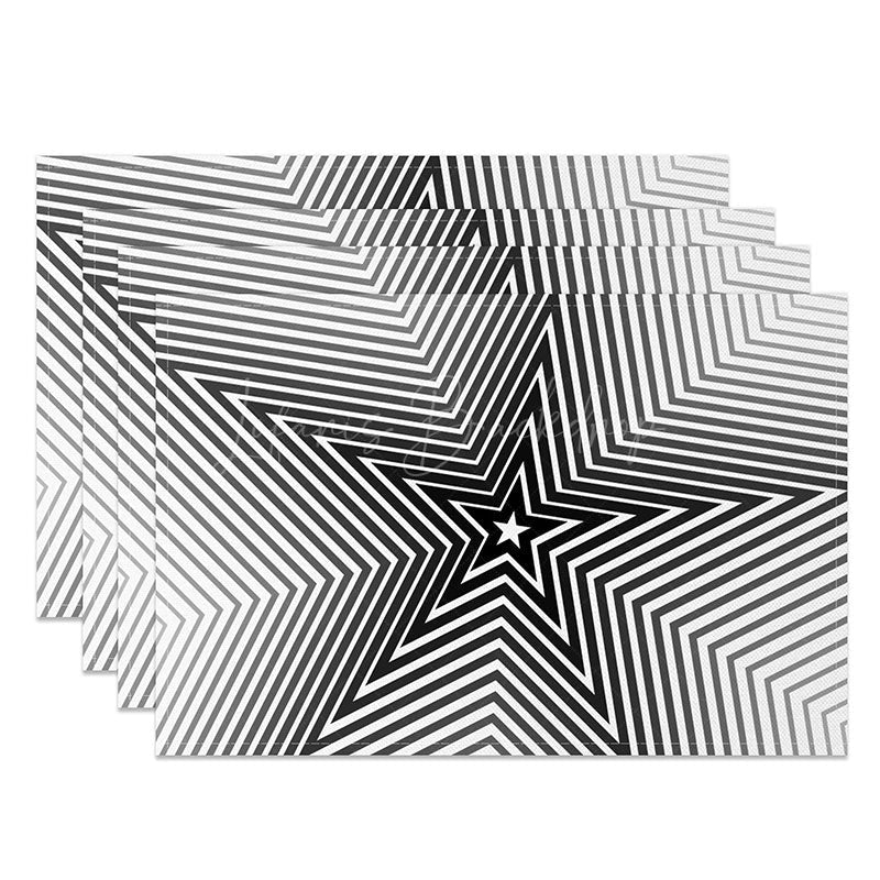 Lofaris Modern Abstract Black Lines and Stars Set of 4 Placemats for Contemporary Celestial Kitchen Decor