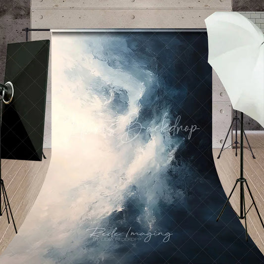 Lofaris Modern Abstract Blue and White Textured Sweep Backdrop Artistic Photography Studio Background Prop