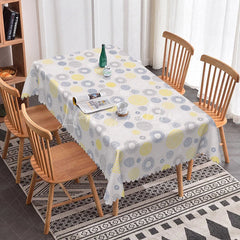 Lofaris Modern Abstract Circles Rectangle Tablecloth Yellow and Grey Geometric Pattern Contemporary Dining Home Kitchen Decor