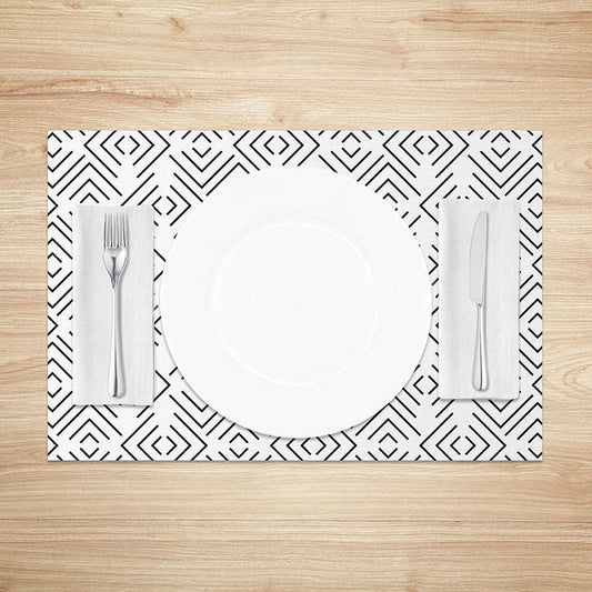 Lofaris Modern Abstract Geometric Lines Pattern Set of 4 Placemats for Minimalist and Contemporary Kitchen Decor