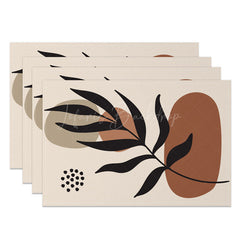 Lofaris Modern Abstract Leaves Dots Print Set Of 4 Placemats