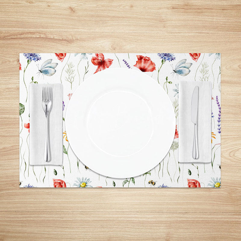 Lofaris Modern Abstract Placemats Set of 4 in Green and Beige for Contemporary Minimalist Dining Table