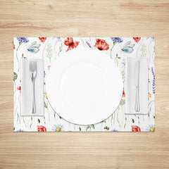 Lofaris Modern Abstract Placemats Set of 4 in Green and Beige for Contemporary Minimalist Dining Table