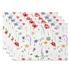 Lofaris Modern Abstract Placemats Set of 4 in Green and Beige for Contemporary Minimalist Dining Table