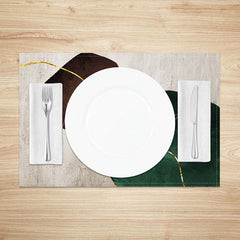 Lofaris Modern Abstract Placemats Set of 4 in Grey Green and Gold for Contemporary Dining Table Decor