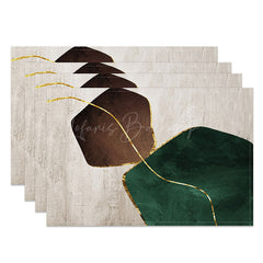 Lofaris Modern Abstract Placemats Set of 4 in Grey Green and Gold for Contemporary Dining Table Decor