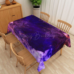 Lofaris Modern Abstract Rectangle Tablecloth with Purple Smoke Ombre Pattern for Elegant and Moody Dining Decor