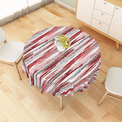 Lofaris Modern Abstract Red Brushstroke Stripe Round Tablecloth for Bold and Artistic Dining Room Decorations