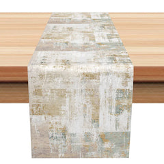Lofaris Modern Abstract Table Runner in Beige and Grey Distressed Industrial Print for Contemporary Kitchen Decor