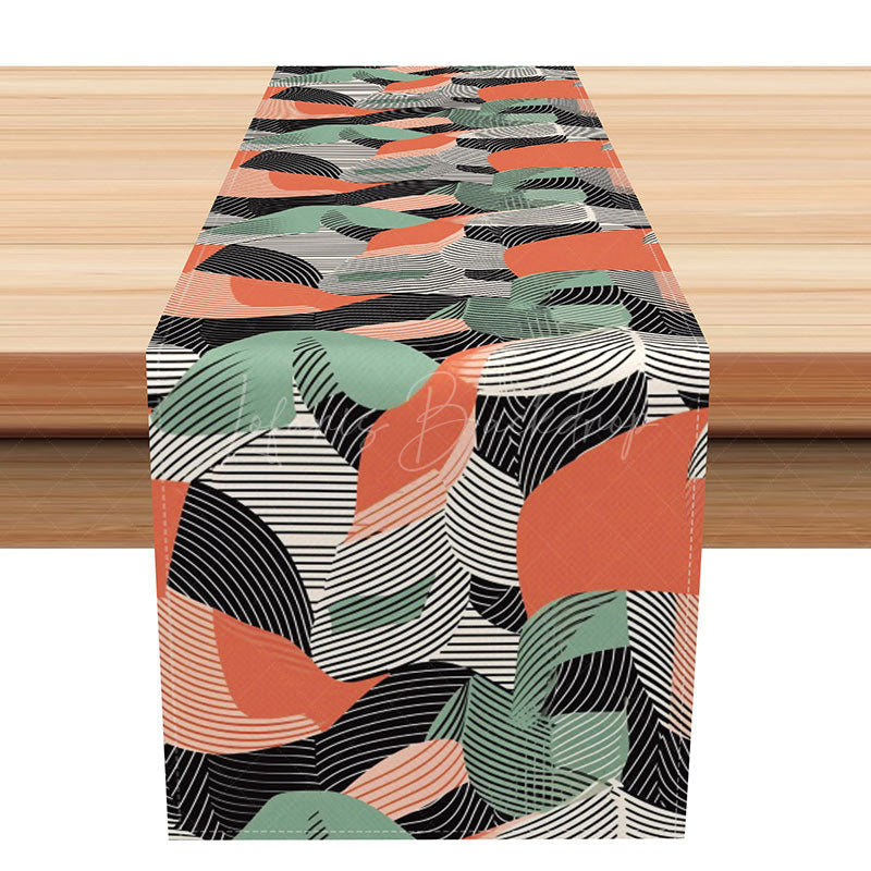Lofaris Modern Abstract Table Runner in Pink Green and Black Contemporary Art for Kitchen Dining Decor