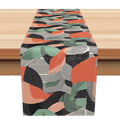 Lofaris Modern Abstract Table Runner in Pink Green and Black Contemporary Art for Kitchen Dining Decor