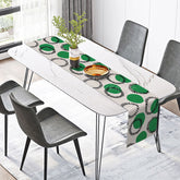Lofaris Modern Abstract Table Runner with Green and Black Circle Pattern for Contemporary Kitchen Dining Decor