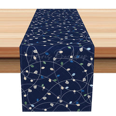Lofaris Modern Abstract Table Runner with Navy Blue Irregular Lines and Leaves for Contemporary Dining Decor
