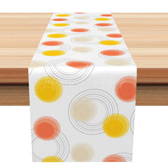 Lofaris Modern Abstract Table Runner with Yellow and Orange Circle Pattern for Retro Kitchen Dining Room Decor