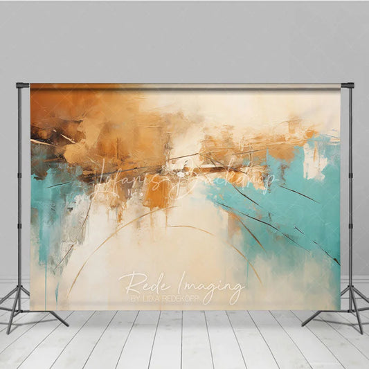 Lofaris Modern Abstract Teal and Brown Textured Photography Backdrop Elegant Artistic Photo Studio Prop